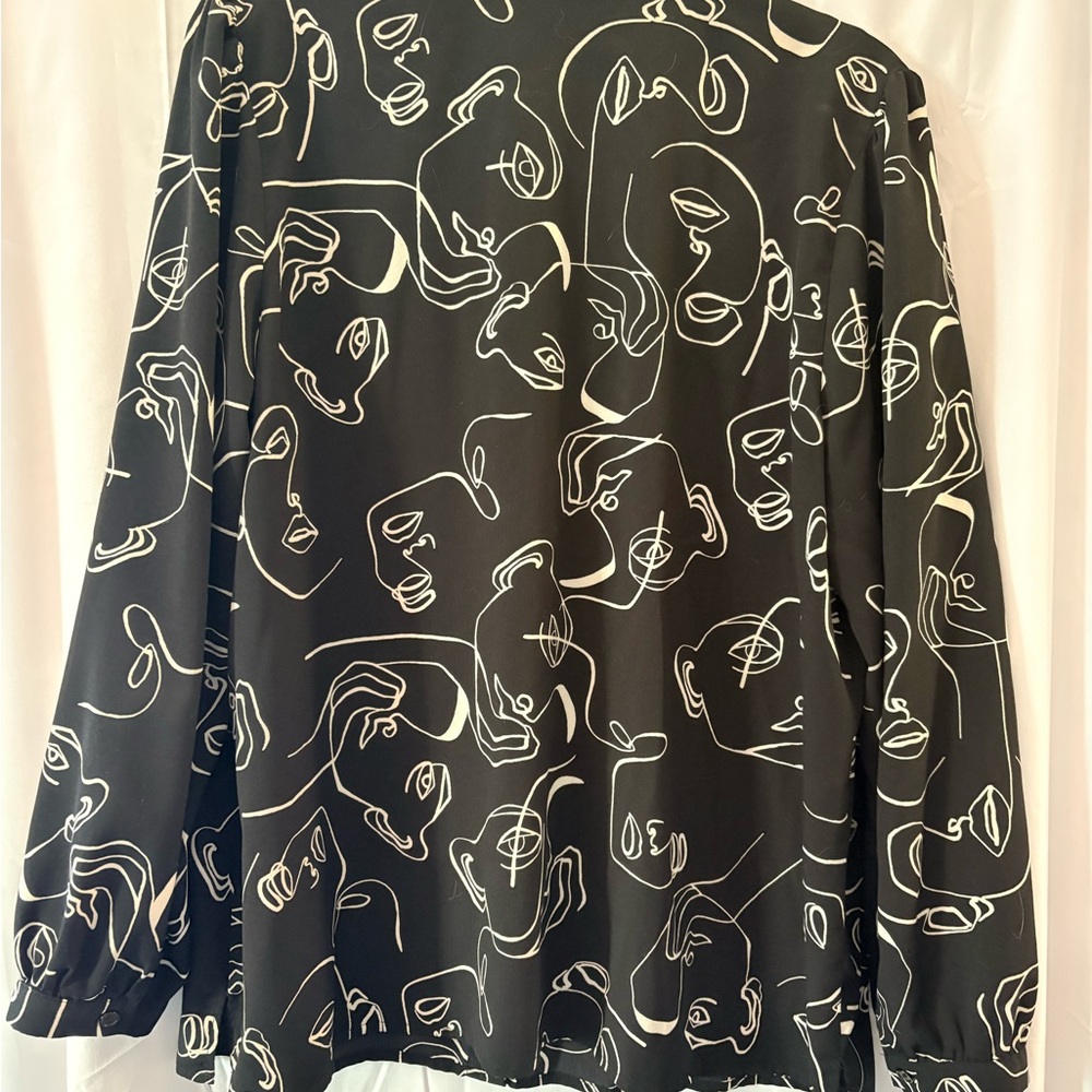 Eloquii Black and Cream Artistic Blouse - Picture 2 of 4